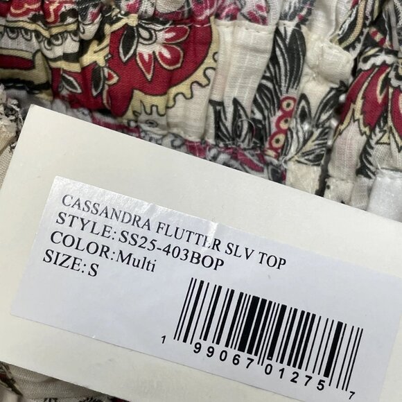 NEW SEA Women's Cassandra Flutter Sleeve Top Size S Multicolor - Picture 5 of 7